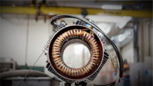 Ampro Electric Technician performing controlled stator burnout to remove motor windings safely