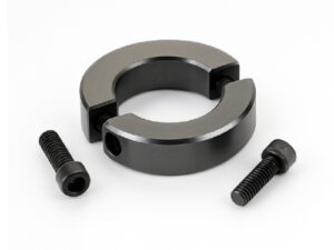 Double split shaft collar with dual screws and smooth black finish