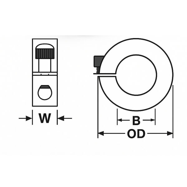 Solid Shaft Collar Steel Zinc Plated  1 1/4'' Bore 2'' OD 11/16'' W - Image 2